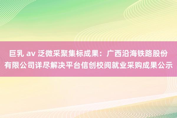 巨乳 av 泛微采聚集标成果：广西沿海铁路股份有限公司详尽解决平台信创校阅就业采购成果公示