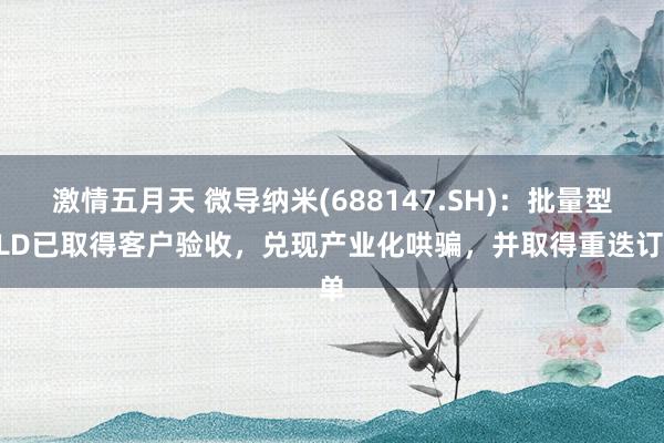 激情五月天 微导纳米(688147.SH)：批量型ALD已取得客户验收，兑现产业化哄骗，并取得重迭订单