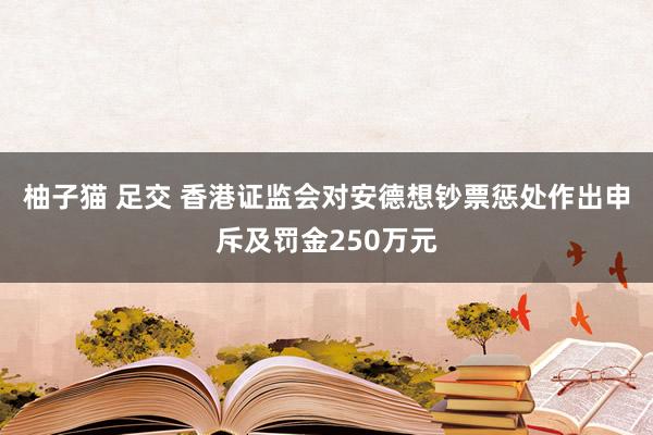 柚子猫 足交 香港证监会对安德想钞票惩处作出申斥及罚金250万元