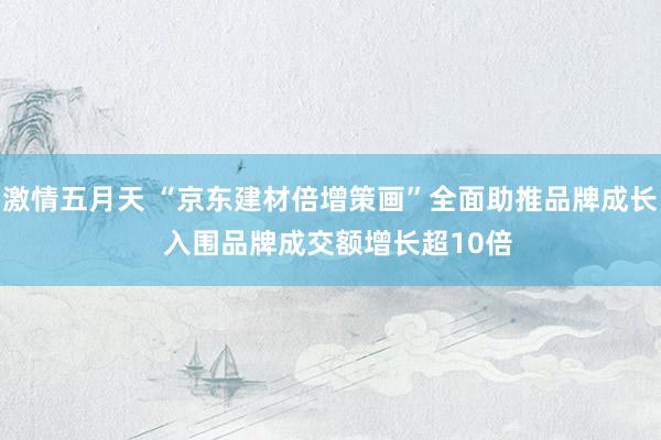 激情五月天 “京东建材倍增策画”全面助推品牌成长  入围品牌成交额增长超10倍