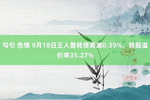 勾引 色情 9月18日王人鲁转债高潮0.39%，转股溢价率35.27%