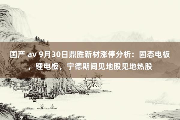 国产 av 9月30日鼎胜新材涨停分析：固态电板，锂电板，宁德期间见地股见地热股