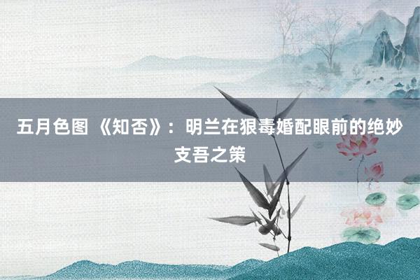 五月色图 《知否》：明兰在狠毒婚配眼前的绝妙支吾之策