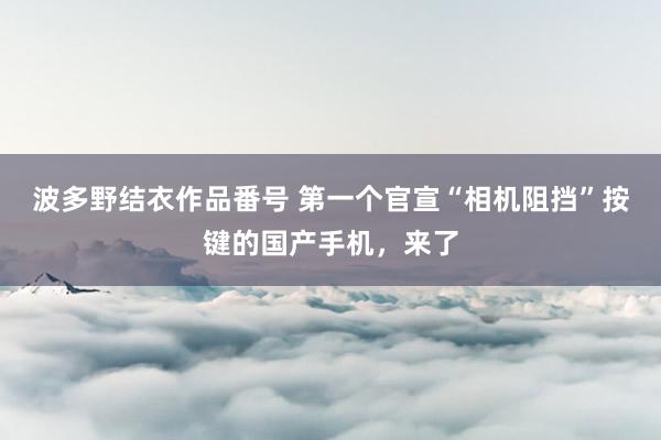 波多野结衣作品番号 第一个官宣“相机阻挡”按键的国产手机，来了