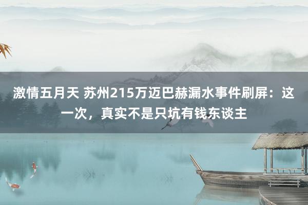 激情五月天 苏州215万迈巴赫漏水事件刷屏：这一次，真实不是只坑有钱东谈主