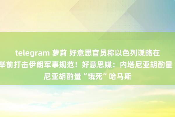 telegram 萝莉 好意思官员称以色列谋略在好意思总统选举前打击伊朗军事规范！好意思媒：内塔尼亚胡酌量“饿死”哈马斯