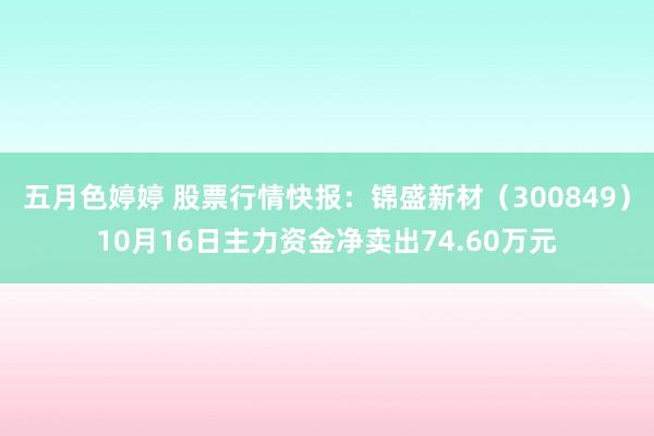 五月色婷婷 股票行情快报：锦盛新材（300849）10月16日主力资金净卖出74.60万元