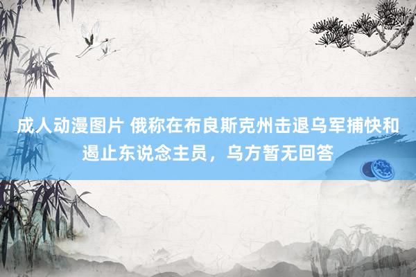 成人动漫图片 俄称在布良斯克州击退乌军捕快和遏止东说念主员，乌方暂无回答