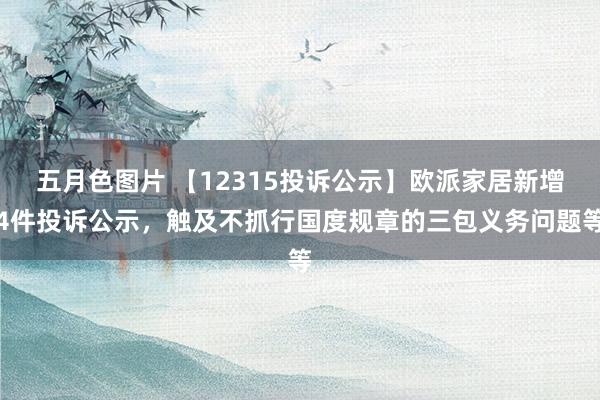 五月色图片 【12315投诉公示】欧派家居新增4件投诉公示，触及不抓行国度规章的三包义务问题等