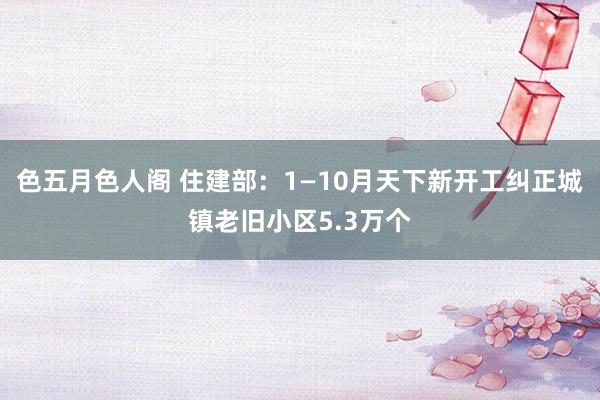 色五月色人阁 住建部：1—10月天下新开工纠正城镇老旧小区5.3万个