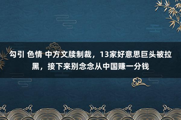 勾引 色情 中方文牍制裁，13家好意思巨头被拉黑，接下来别念念从中国赚一分钱