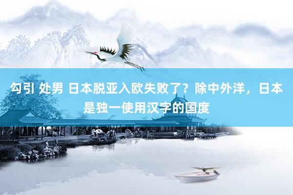 勾引 处男 日本脱亚入欧失败了？除中外洋，日本是独一使用汉字的国度