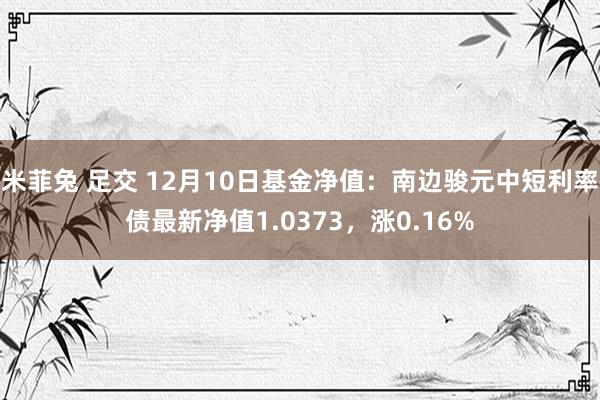 米菲兔 足交 12月10日基金净值：南边骏元中短利率债最新净值1.0373，涨0.16%