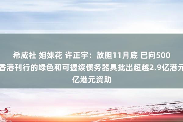 希威社 姐妹花 许正宇：放胆11月底 已向500笔在香港刊行的绿色和可握续债务器具批出超越2.9亿港元资助