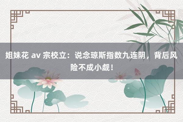 姐妹花 av 宗校立：说念琼斯指数九连阴，背后风险不成小觑！