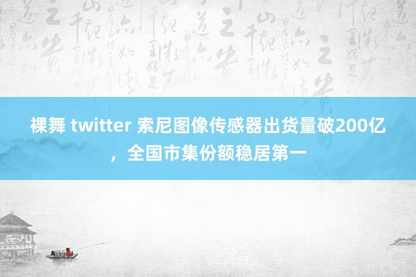 裸舞 twitter 索尼图像传感器出货量破200亿，全国市集份额稳居第一