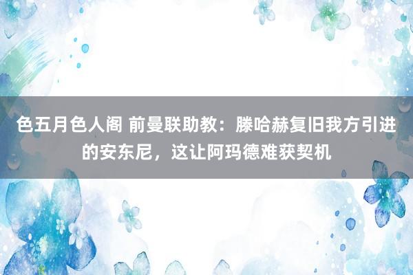 色五月色人阁 前曼联助教：滕哈赫复旧我方引进的安东尼，这让阿玛德难获契机