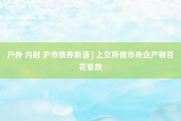 户外 内射 沪市债券新语 | 上交所债市央企产物百花皆放