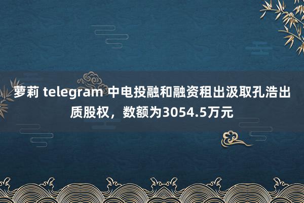 萝莉 telegram 中电投融和融资租出汲取孔浩出质股权，数额为3054.5万元