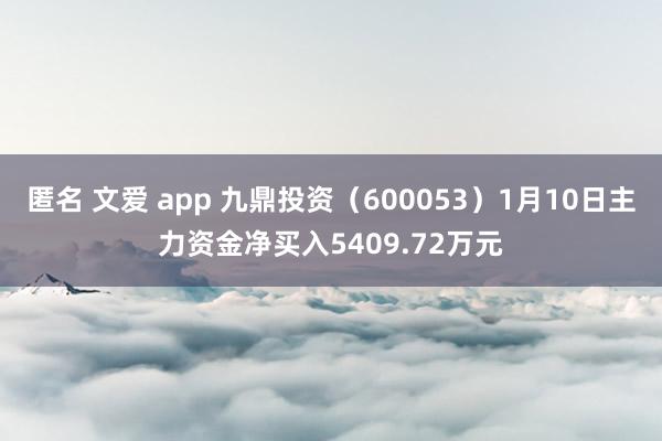 匿名 文爱 app 九鼎投资（600053）1月10日主力资金净买入5409.72万元